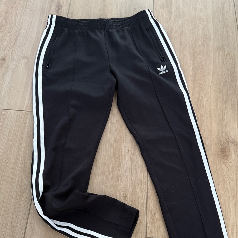 Adidas Black Joggers with White Accents
